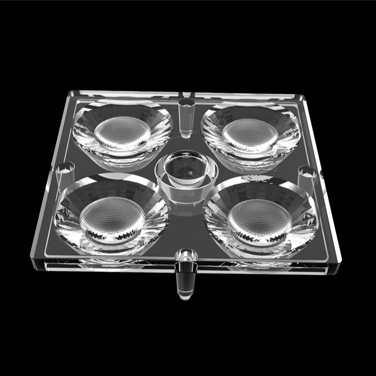 50 * 50mm 30 درجة 4 في 1 عدسة ضوء LED مواد الكمبيوتر الخاصة بإضاءة الفيضانات SMD7070 / 5050/4 * 3030 LED
