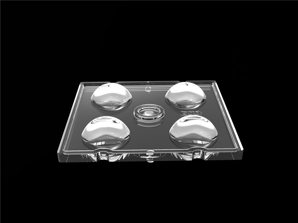 50 * 50mm 90 درجة 4 في 1 عدسة ضوء LED مواد الكمبيوتر الخاصة بإضاءة الفيضانات SMD7070 / 5050/4 * 3030 LED