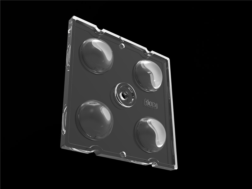 50 * 50mm 90 درجة 4 في 1 عدسة ضوء LED مواد الكمبيوتر الخاصة بإضاءة الفيضانات SMD7070 / 5050/4 * 3030 LED