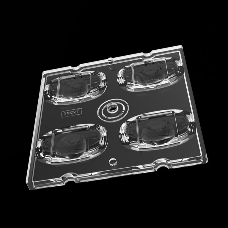 50 * 50mm TYPE2 غير متماثل 4 في 1 عدسة ضوئية LED مواد الكمبيوتر الخاصة بإضاءة الفيضانات SMD7070 / 5050/4 * 3030 LED