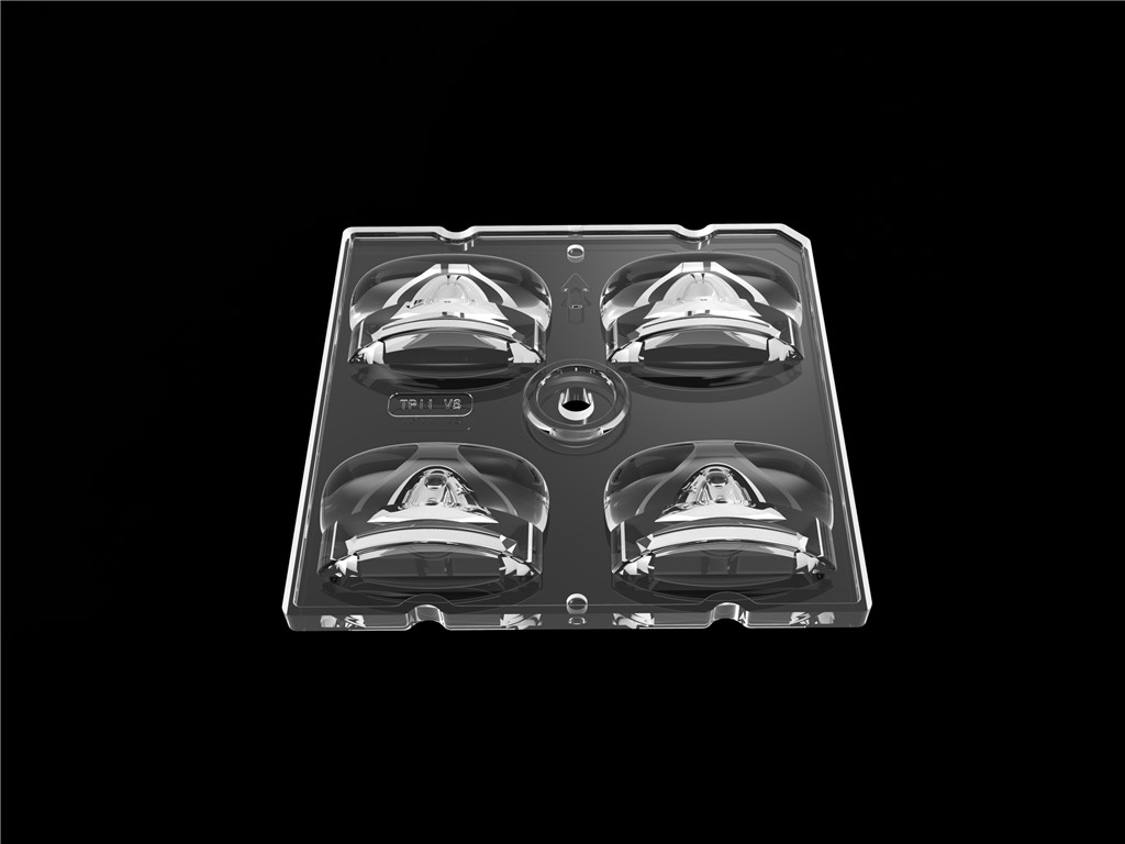 50 * 50mm 55 * 152 درجة / TYPE2-VS 4 في 1 عدسة ضوء LED مواد الكمبيوتر الخاصة بوحدة ضوء الشارع LED SMD3535/5050LED