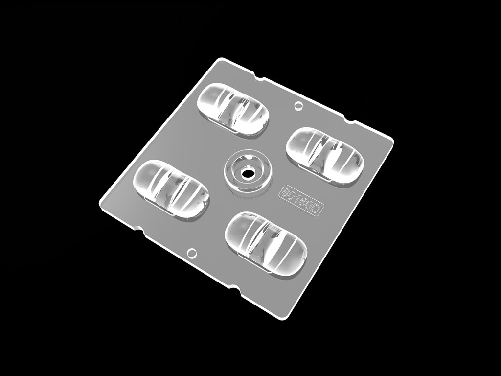 4IN1 50 * 50mm 80 * 160 درجة زاوية شعاع العدسة LED Street Lighting Module للإضاءة البلدية