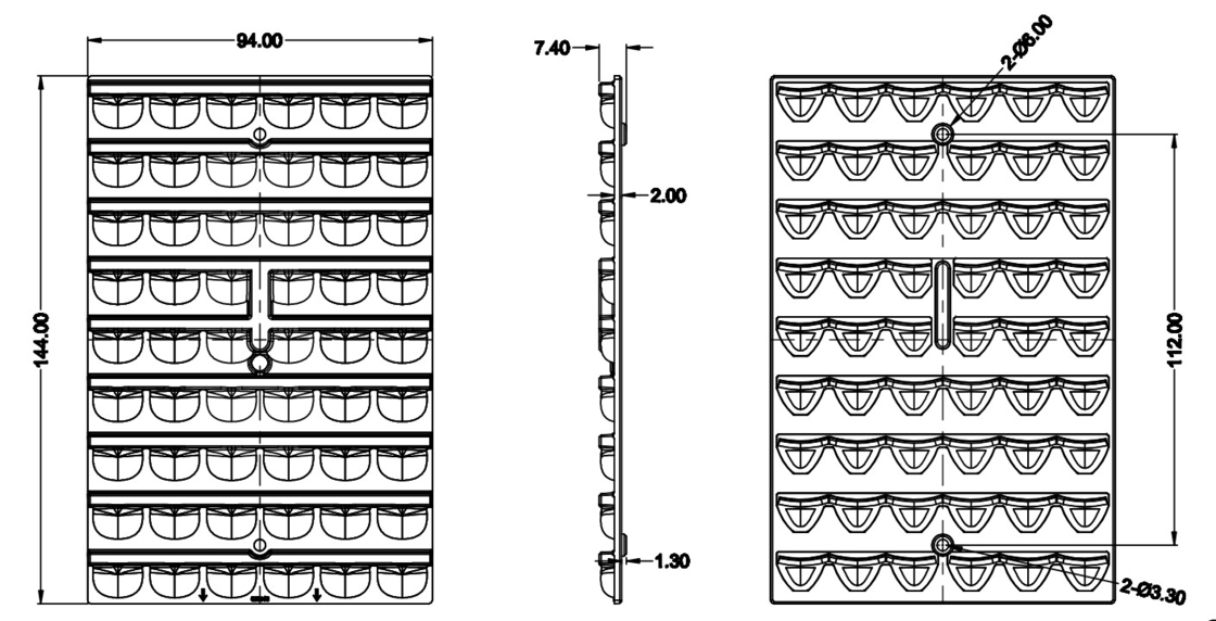 PC LED Stadium Lighting مع عدسة LED 3030 Chips 54 ، البلاستيك LED البصري لإضاءة الأنفاق / مصابيح الطول / مصابيح الشوارع /